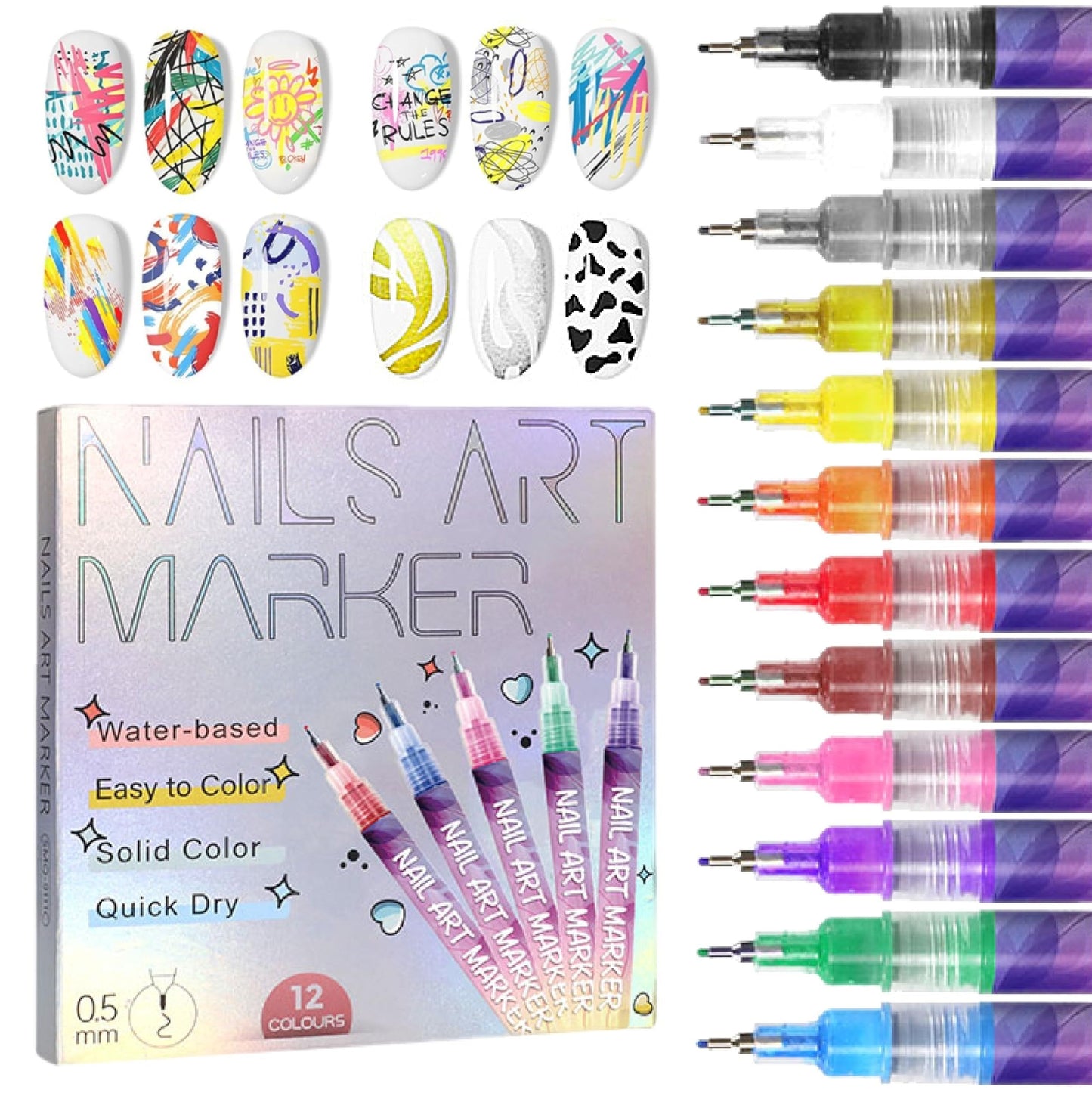 🎅🎁Weihnachtsangebot – 50 % Rabatt⏳12 Farben Nagelkunst-Stifte Set🎨💅