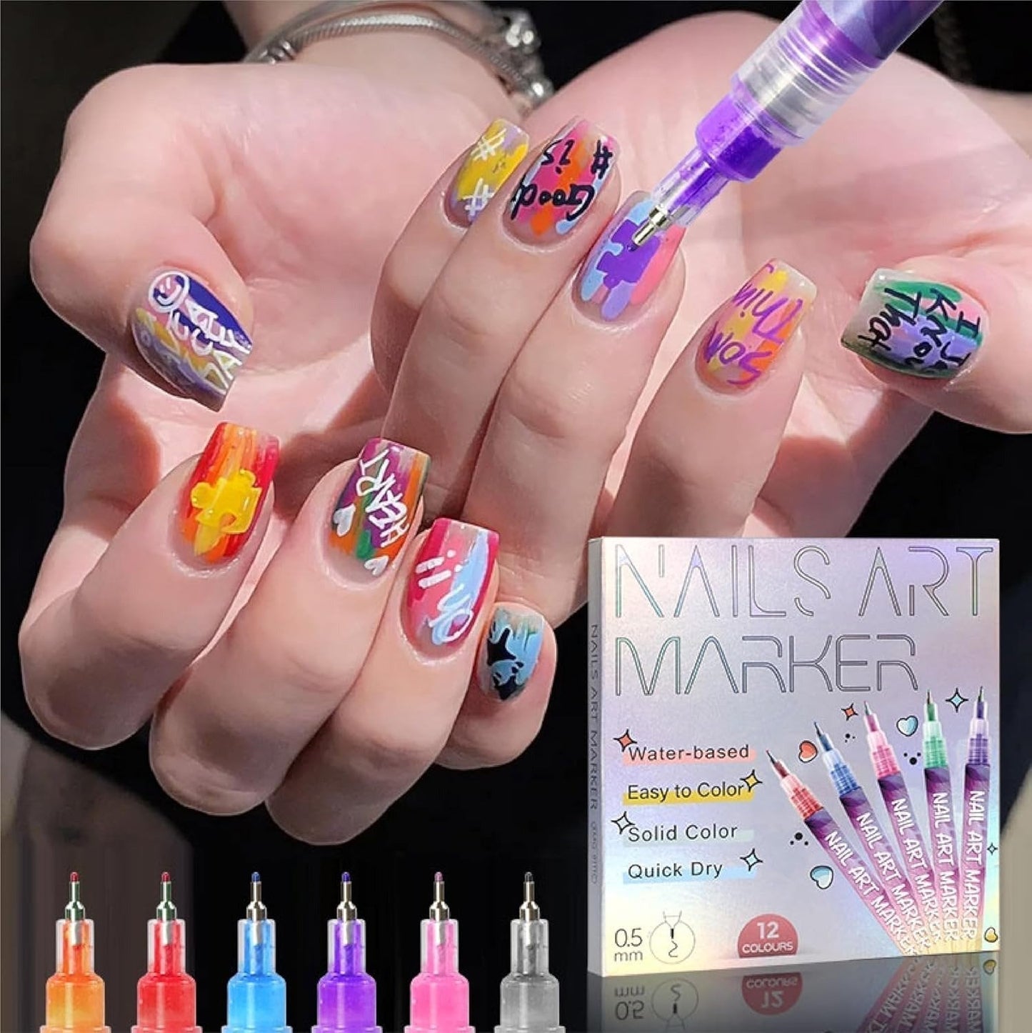 🎅🎁Weihnachtsangebot – 50 % Rabatt⏳12 Farben Nagelkunst-Stifte Set🎨💅