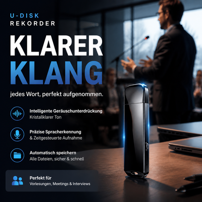 ⏳Zeitlich begrenztes Sonderangebot⏰Verschlüsselter USB-Diktierrekorder | Datenschutz & Rauschunterdrückung & Einfache Bedienung