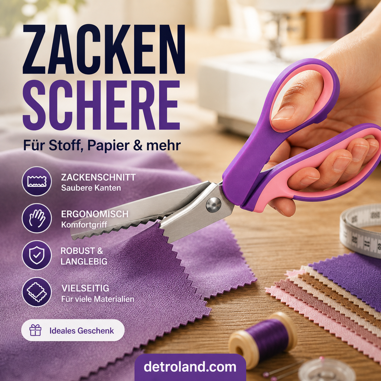 ✂️ 50% RABATT! 🧵 Multifunktionale Zickzack-Schere – Gezackte Klingen, präzise & langlebig – Ideal für Stoffe, Nähprojekte & Bastelarbeiten ✨