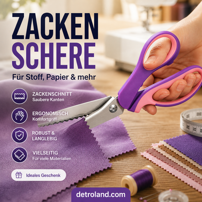 ✂️ 50% RABATT! 🧵 Multifunktionale Zickzack-Schere – Gezackte Klingen, präzise & langlebig – Ideal für Stoffe, Nähprojekte & Bastelarbeiten ✨