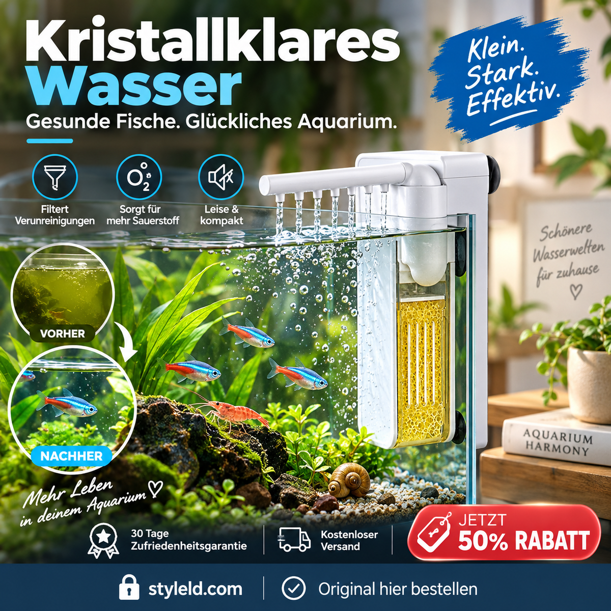 🌊 50 % Rabatt! Multifunktionaler Mini-Aquariumfilter – Filterung, Umwälzung & Belüftung 🐠 Flüsterleise, kompakt & leicht zu reinigen