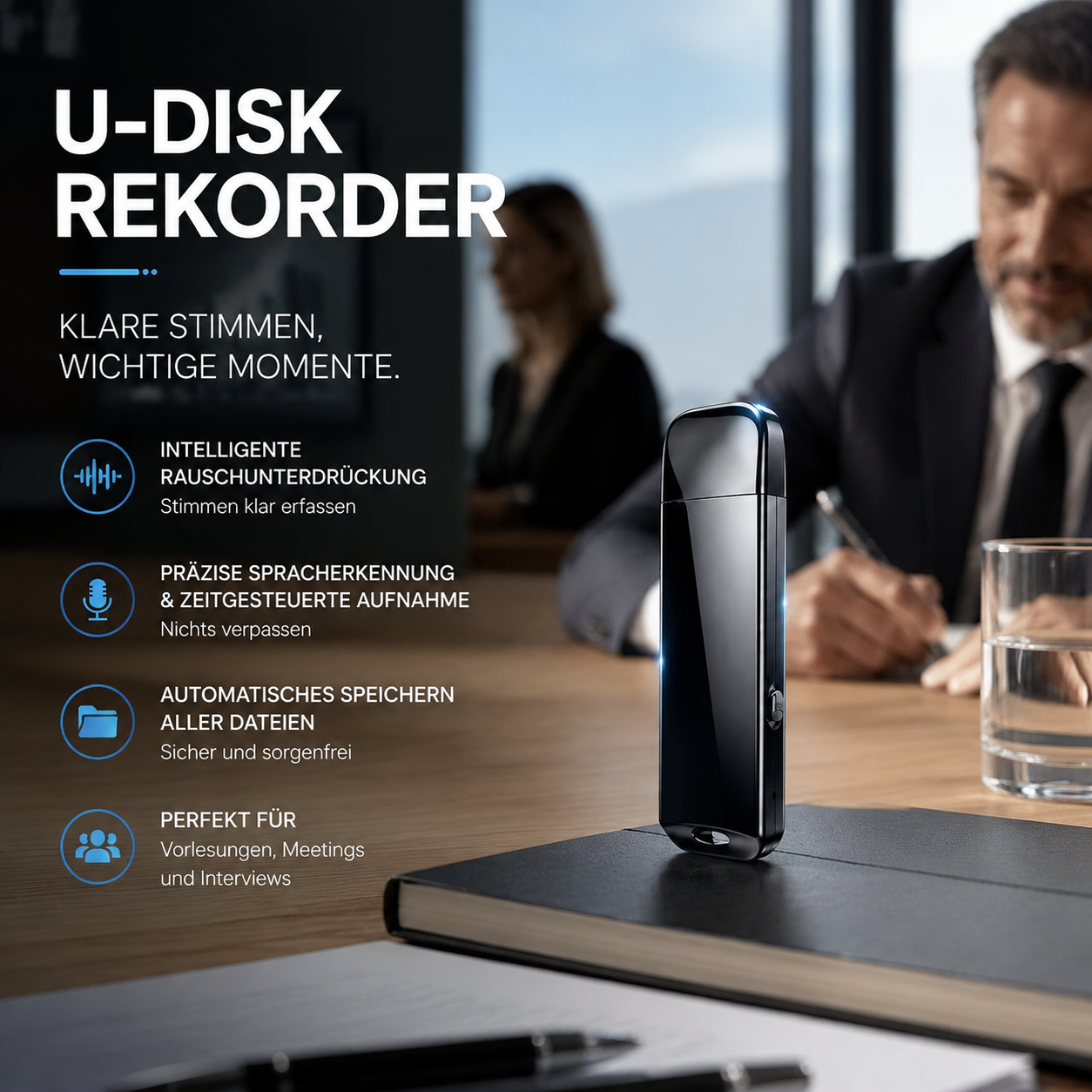 ⏳Zeitlich begrenztes Sonderangebot⏰Verschlüsselter USB-Diktierrekorder | Datenschutz & Rauschunterdrückung & Einfache Bedienung