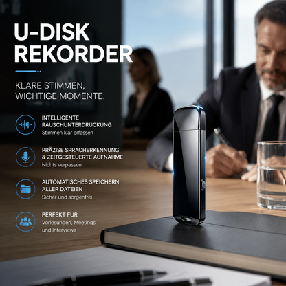 ⏳Zeitlich begrenztes Sonderangebot⏰Verschlüsselter USB-Diktierrekorder | Datenschutz & Rauschunterdrückung & Einfache Bedienung