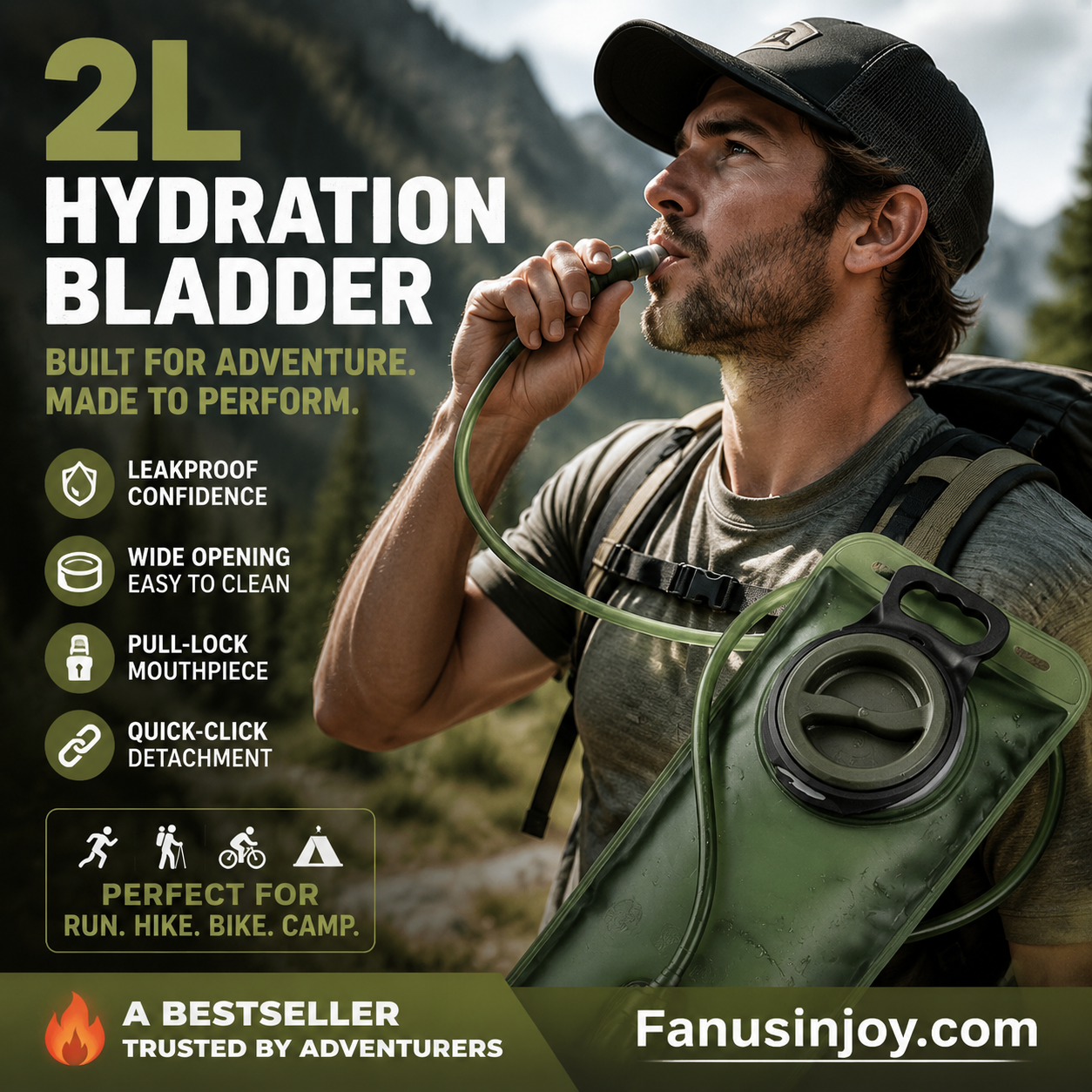 🔥50% Überraschungsrabatt！🏕️Jederzeit und überall hydratisieren！💦2L Trinkblase mit Schnellverschluss-Schlauch