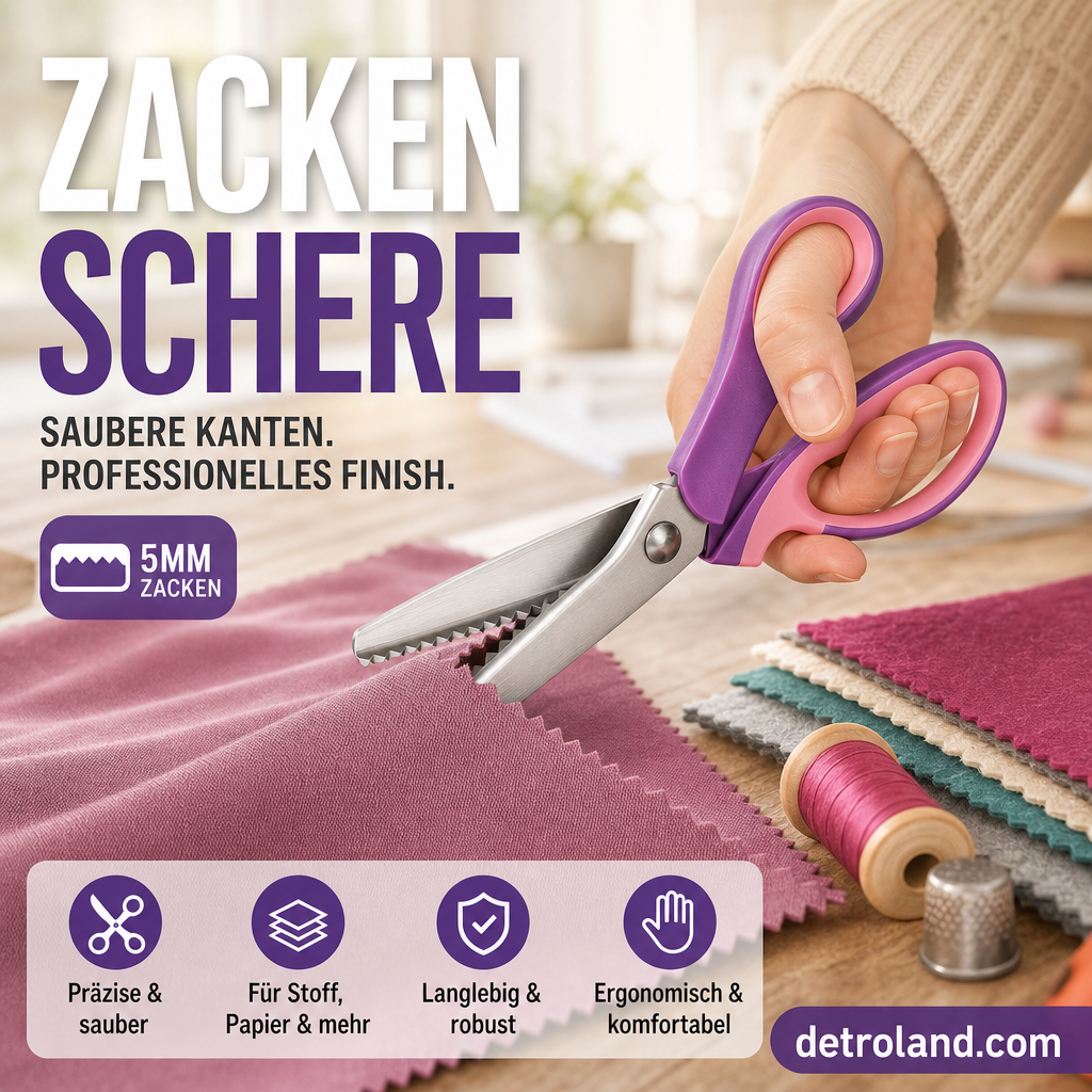 ✂️ 50% RABATT! 🧵 Multifunktionale Zickzack-Schere – Gezackte Klingen, präzise & langlebig – Ideal für Stoffe, Nähprojekte & Bastelarbeiten ✨