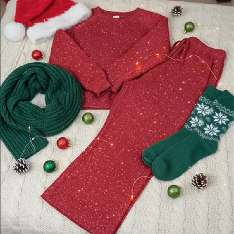 ⌛ Nur noch 3 Tage – 49% auf alles! ⏰Damen-Glitzer-Zweiteiler: Pullover & Hose