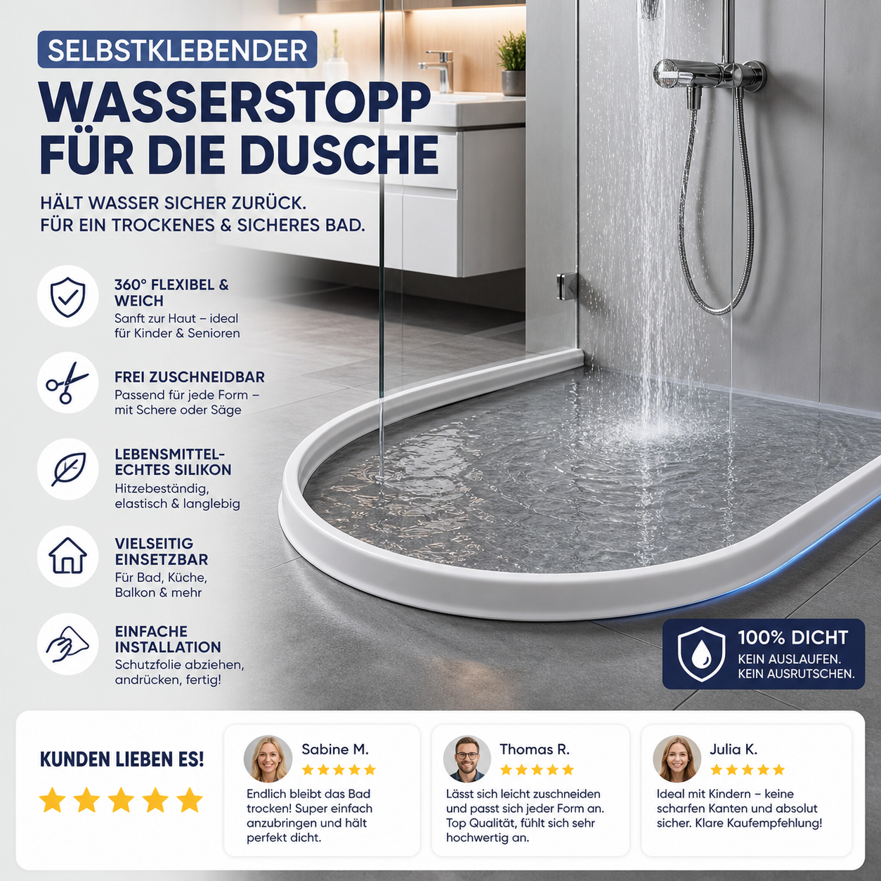 🏆 50 % RABATT! 🚿 Selbstklebende Wasserrückhaltesperre