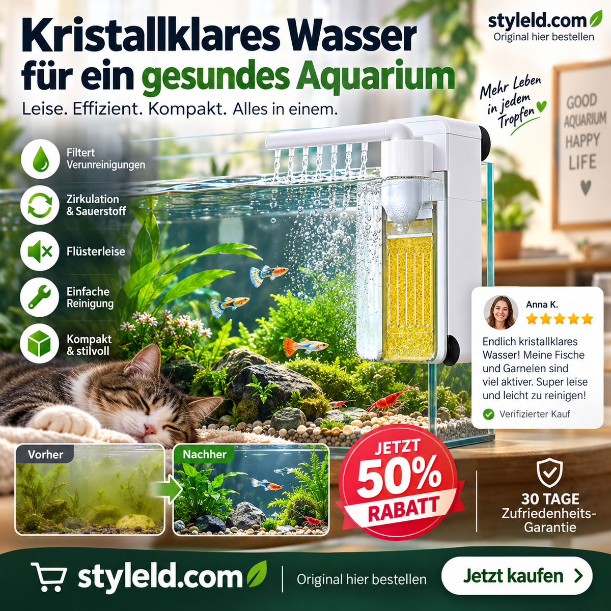 🌊 50 % Rabatt! Multifunktionaler Mini-Aquariumfilter – Filterung, Umwälzung & Belüftung 🐠 Flüsterleise, kompakt & leicht zu reinigen