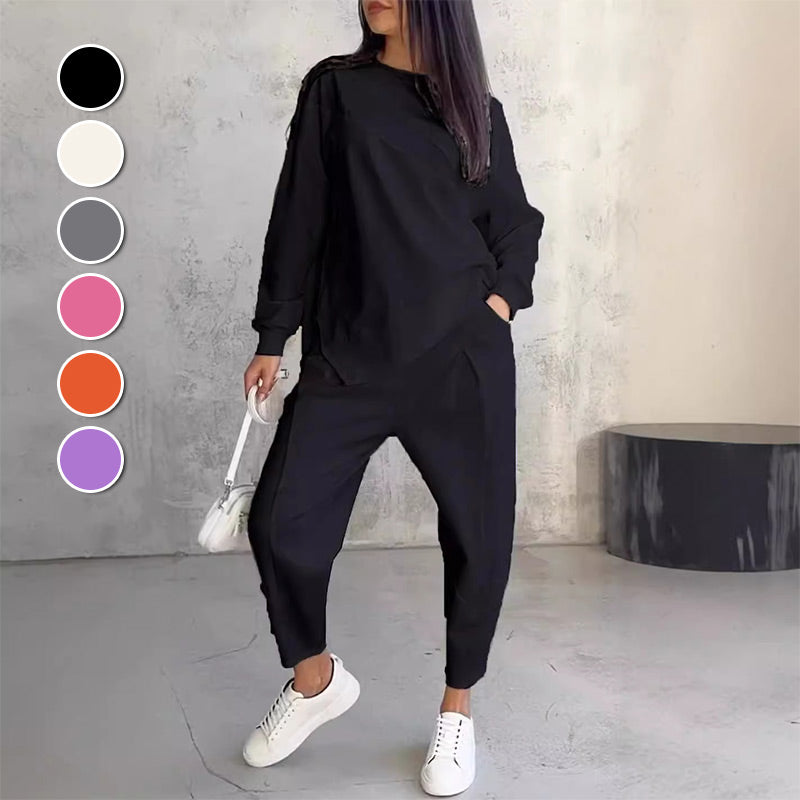 ⏰Zeitlich begrenztes Angebot: 50 % RABATT💕Damen Langarm-Sweatshirts mit unregelmäßigem Saum & Hosen-Set