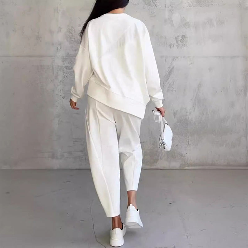 ⏰Zeitlich begrenztes Angebot: 50 % RABATT💕Damen Langarm-Sweatshirts mit unregelmäßigem Saum & Hosen-Set