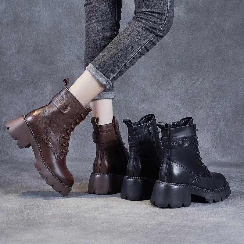 Orthopädische bequeme Damenstiefel aus Leder