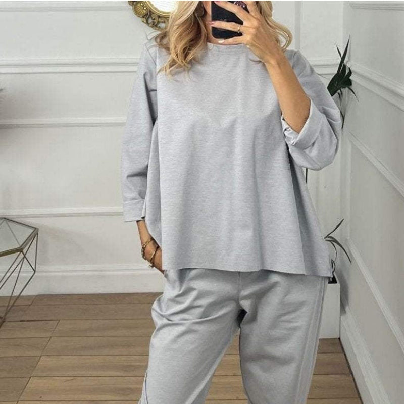 🍂Herbst-Spezial 50% Rabatt✨Lässiges, einfarbiges, langärmliges 2-teiliges Set für Damen