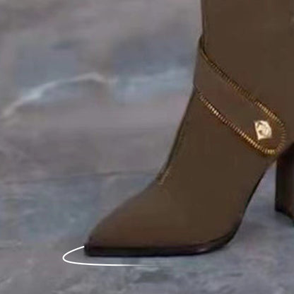 ✨48% Rabatt auf neue Produkte✨ Kniehohe Stiefel mit spitzer Zehenpartie und klobigem Absatz
