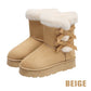 Klassische Plateau-Schneestiefel für Frauen mit Plüsch-Schleife-Kostenloser Versand