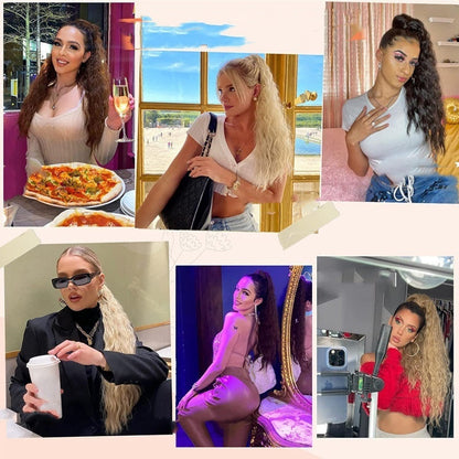 ⏳Begrenzte Zeit 50% Rabatt💥💖18 Zoll lockige, gewellte Frizz-Haarverlängerung mit Pferdeschwanz