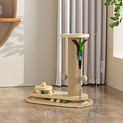 🐱 50% RABATT! 🧶 Interaktiver Kratzbaum – Federangel, Kugeln & Sisalpfosten ✨