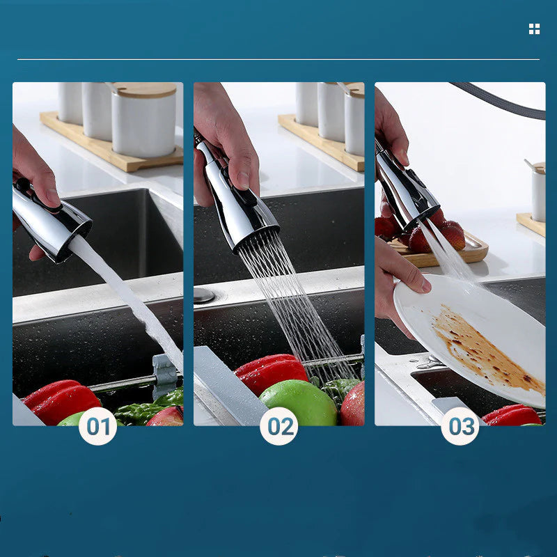 360 Grad rotierender Hochdruck Wasserhahn + Adapter