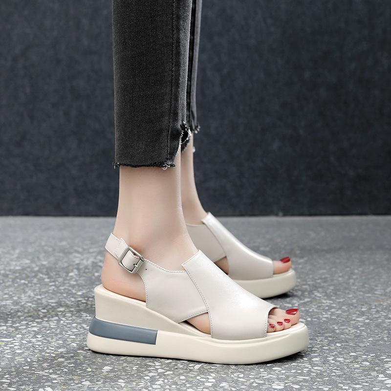 ❤️Keilsandalen für Damen – einfarbig, offene Zehenpartie