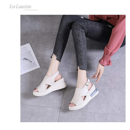 ❤️Keilsandalen für Damen – einfarbig, offene Zehenpartie
