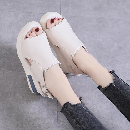 ❤️Keilsandalen für Damen – einfarbig, offene Zehenpartie