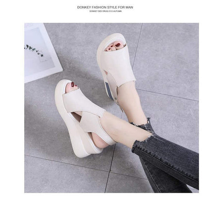 ❤️Keilsandalen für Damen – einfarbig, offene Zehenpartie
