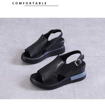 ❤️Keilsandalen für Damen – einfarbig, offene Zehenpartie