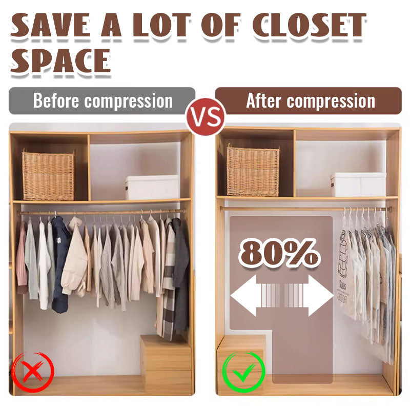 💨✨ Aufhängbarer Vakuumbeutel 50% Rabatt💞💪 Platzsparen, Staubschutz, Wiederverwendbar für Kleidung & Reisen