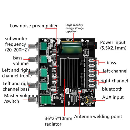 🔊🎵Bluetooth-kompatibles 2.1-Kanal-Audio-Leistungsverstärkermodul📡 Drahtlose Verbindung, kraftvoller Klang, ideal für Musikliebhaber!