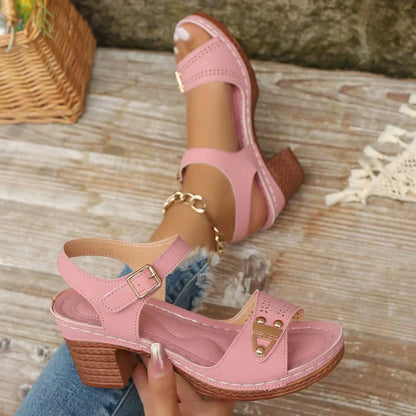 🪧Maximal 50 % Rabatt🌟Damen Sandalen mit Blockabsatz