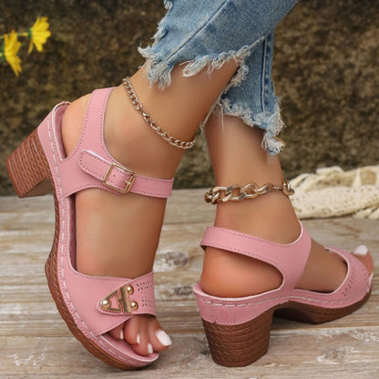 🪧Maximal 50 % Rabatt🌟Damen Sandalen mit Blockabsatz