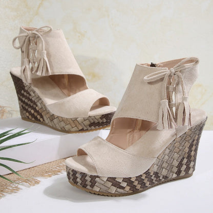 Frauen Quaste Open Tobe Plattform Keilsandalen✨✨