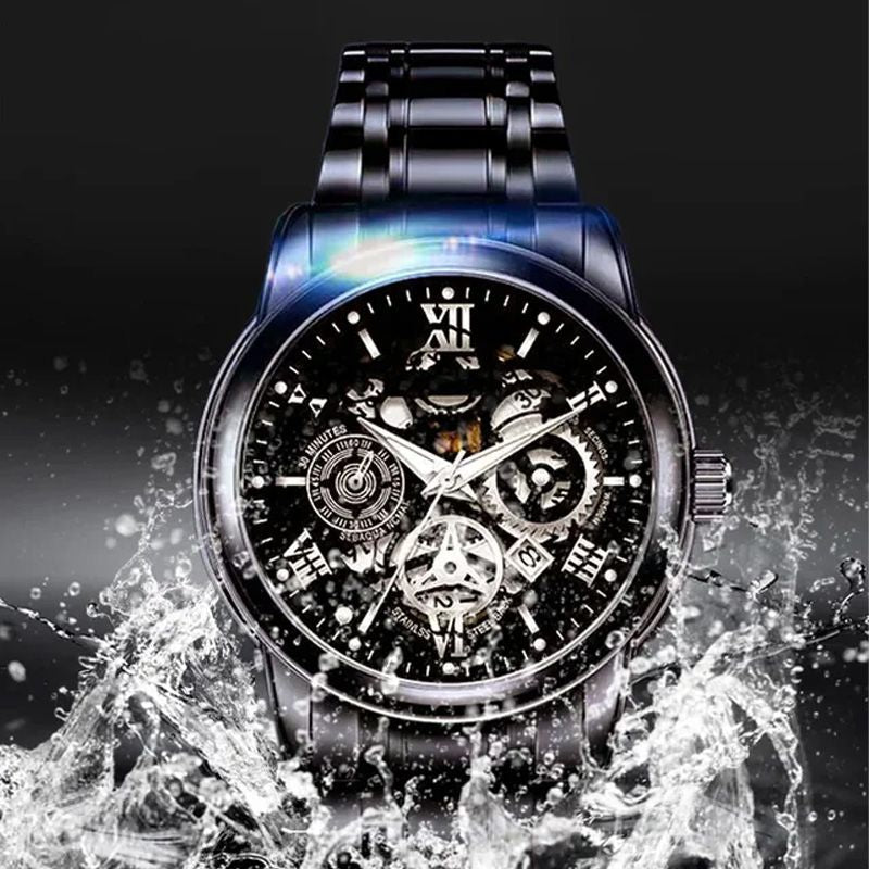 ⌚️💦 Herren-Automatikuhr mit Skelett-Dial: Wasserdicht, alltagstauglich & langlebig. Präzision sichtbar – für Abenteuer & Business! 💎🔧