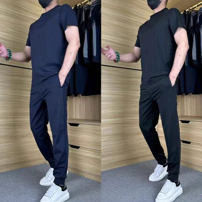 👖50% RABATT! ✨ 💐Lässiges Stretch-Set für Herren aus Eisseide mit T-Shirt und Hose