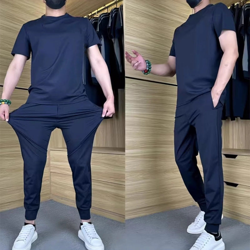 👖50% RABATT! ✨ 💐Lässiges Stretch-Set für Herren aus Eisseide mit T-Shirt und Hose
