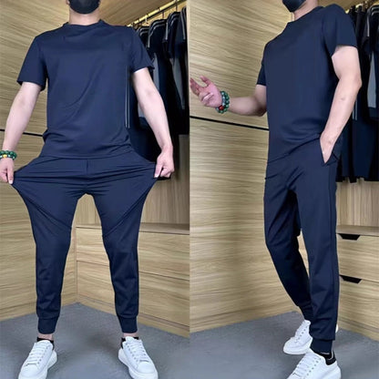 👖50% RABATT! ✨ 💐Lässiges Stretch-Set für Herren aus Eisseide mit T-Shirt und Hose