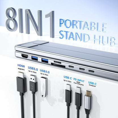 💻 58% RABATT! ⚡ 2-in-1 USB-C Dockingstation & Laptopständer – 8 Ports, 4K HDMI & Höhenverstellbar für Mehr Produktivität 🖥️