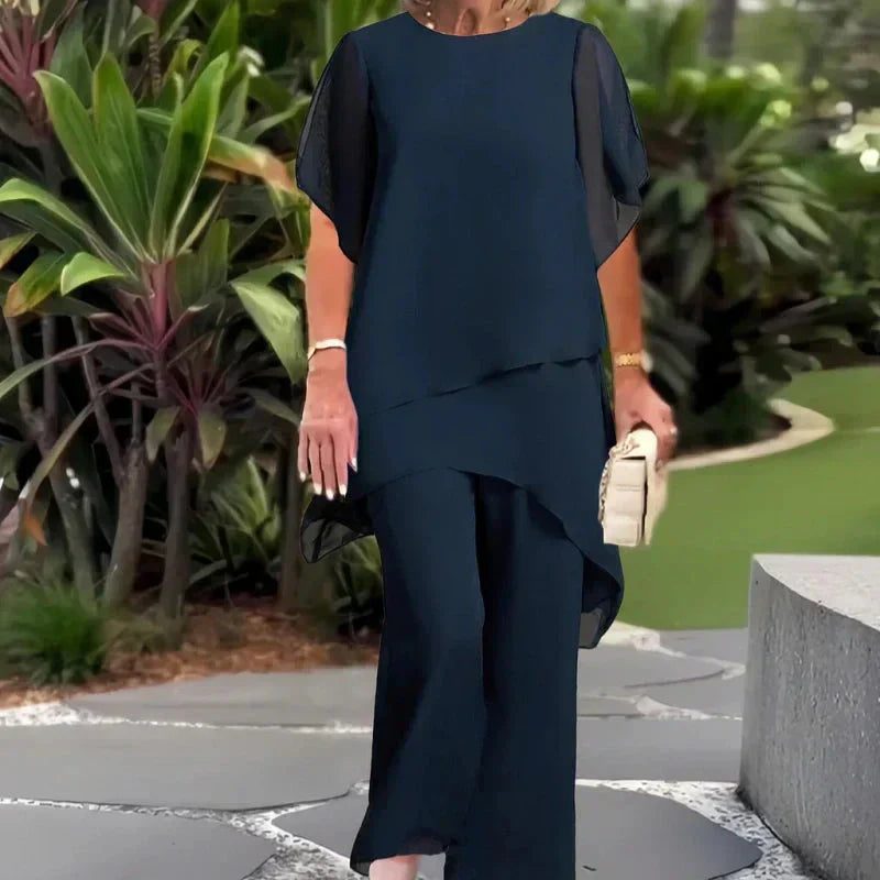 👚 50% RABATT! ✨ Charmantes Set aus Asymmetrischem Oberteil & Weite-Hose – Bequem, Elegant & Perfekt für den Frühling 🌸