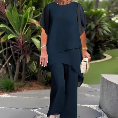 👚 50% RABATT! ✨ Charmantes Set aus Asymmetrischem Oberteil & Weite-Hose – Bequem, Elegant & Perfekt für den Frühling 🌸