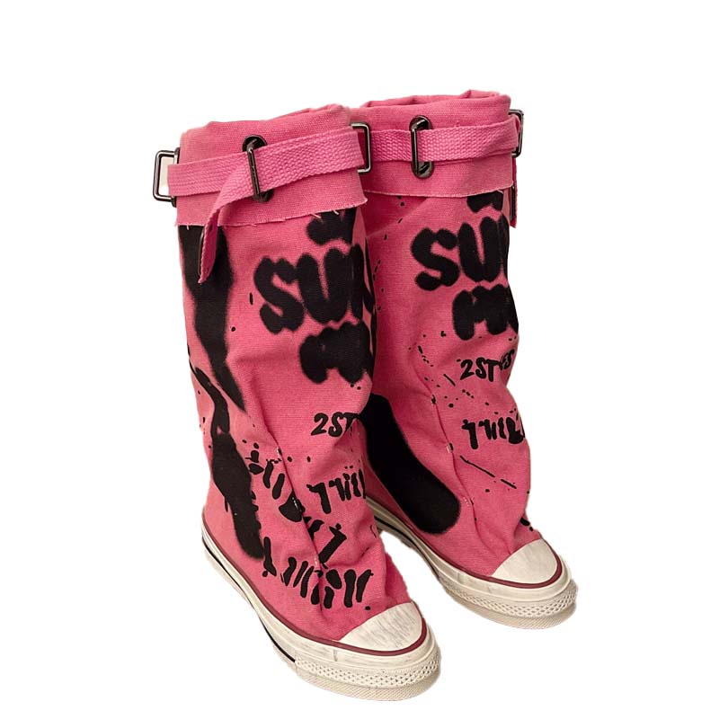 💗Begrenzte Stückzahl verfügbar 50 % Rabatt💗Flache Retro-Stiefel aus Canvas mit mittlerem Schaft für Damen