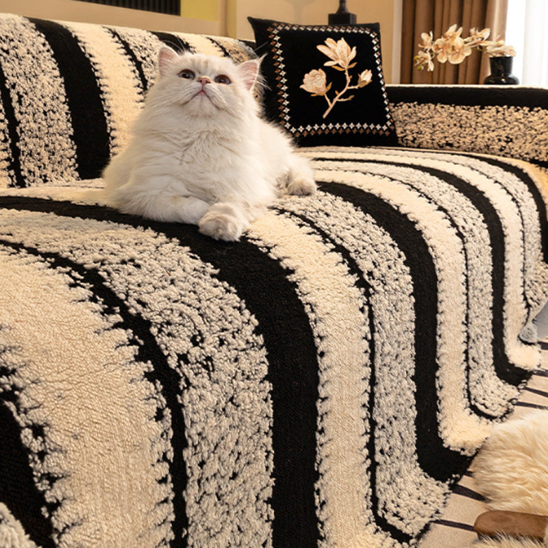 🛋️ 50% RABATT 2025! ✨ Plüsch Sofaüberwurf - Extra Dicke & Rutschfeste Decke mit Elastischen Kanten für Herbst und Winter 🍂❄️