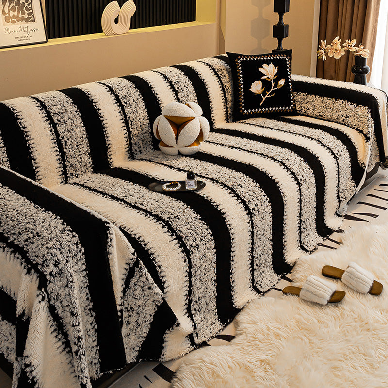 🛋️ 50% RABATT 2025! ✨ Plüsch Sofaüberwurf - Extra Dicke & Rutschfeste Decke mit Elastischen Kanten für Herbst und Winter 🍂❄️