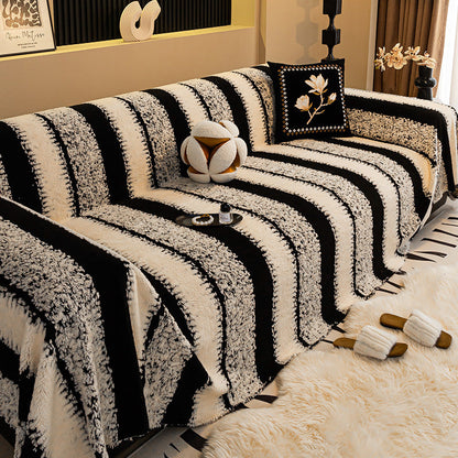 🛋️ 50% RABATT 2025! ✨ Plüsch Sofaüberwurf - Extra Dicke & Rutschfeste Decke mit Elastischen Kanten für Herbst und Winter 🍂❄️