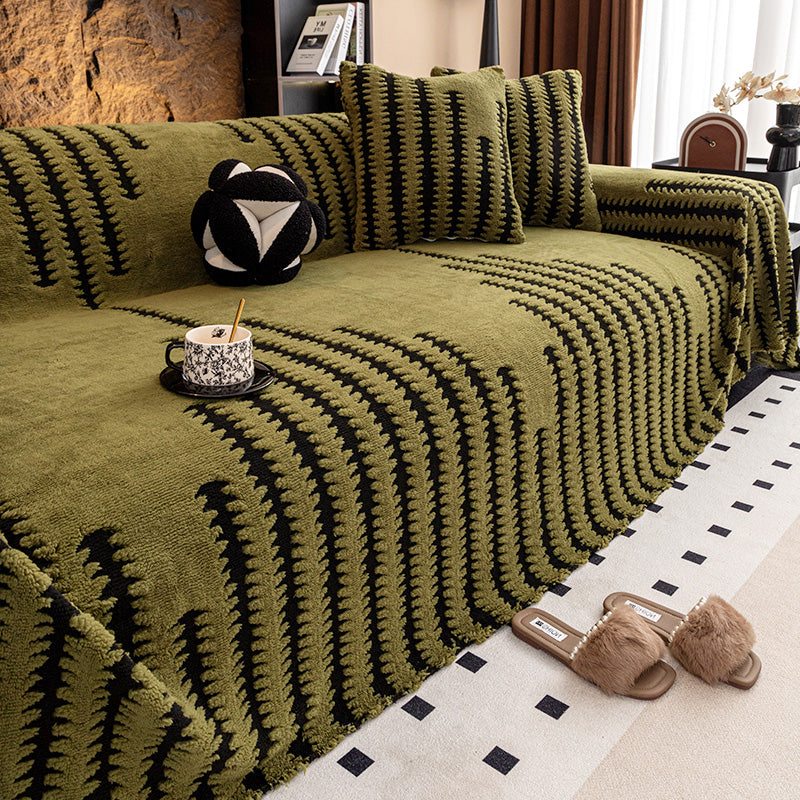 🛋️ 50% RABATT 2025! ✨ Plüsch Sofaüberwurf - Extra Dicke & Rutschfeste Decke mit Elastischen Kanten für Herbst und Winter 🍂❄️