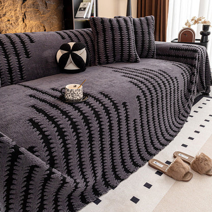 🛋️ 50% RABATT 2025! ✨ Plüsch Sofaüberwurf - Extra Dicke & Rutschfeste Decke mit Elastischen Kanten für Herbst und Winter 🍂❄️