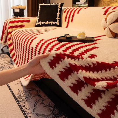 🛋️ 50% RABATT 2025! ✨ Plüsch Sofaüberwurf - Extra Dicke & Rutschfeste Decke mit Elastischen Kanten für Herbst und Winter 🍂❄️