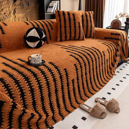 🛋️ 50% RABATT 2025! ✨ Plüsch Sofaüberwurf - Extra Dicke & Rutschfeste Decke mit Elastischen Kanten für Herbst und Winter 🍂❄️