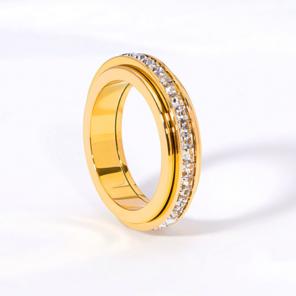 💖Black-Friday-Mega-Angebot – 50 % Rabatt!💖Drehbarer Spinner-Ring aus Titanstahl mit Zirkonia