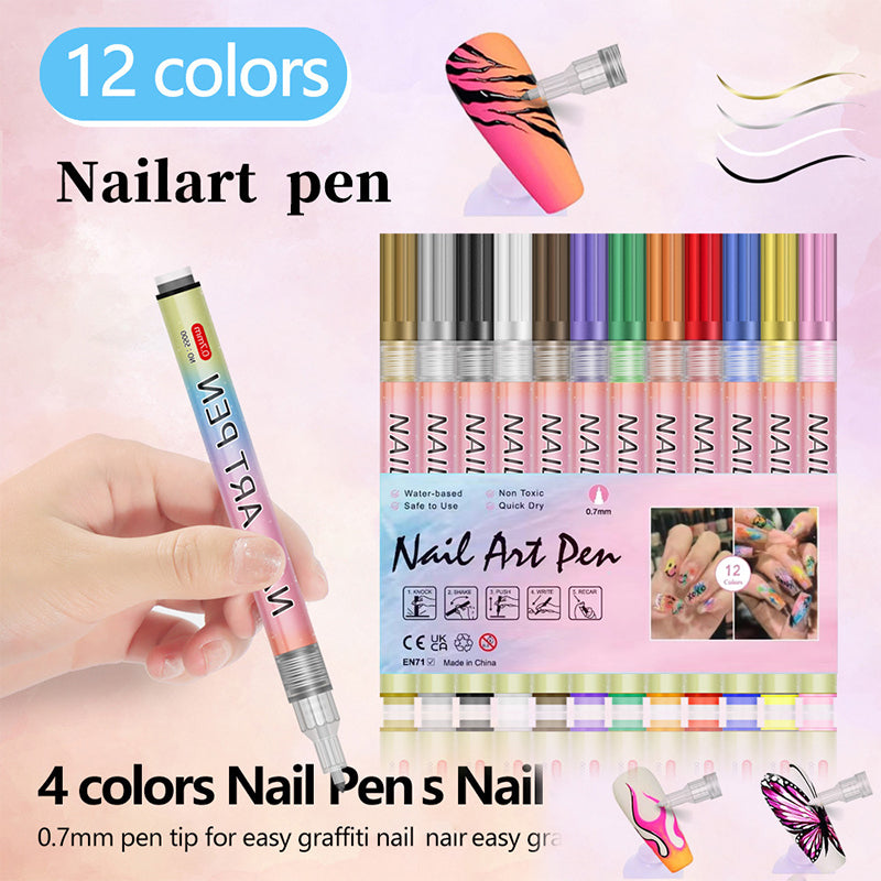 🎁Weihnachtsgeschenk🎄12-farbiger Profi-Nagellackstift-Set