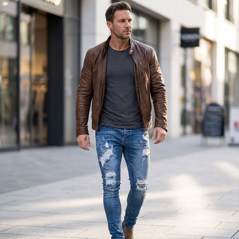 👖60 % RABATT! 🔥 Stylische Skinny Jeans im Used-Look für Herren – Schmale, zulaufende Passform, atmungsaktive Baumwolle & lässige Risse